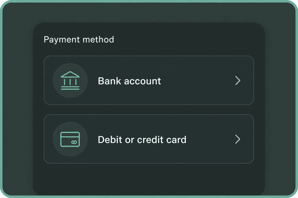 Select your preferred payment method